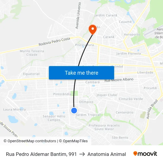 Rua Pedro Aldemar Bantim, 991 to Anatomia Animal map