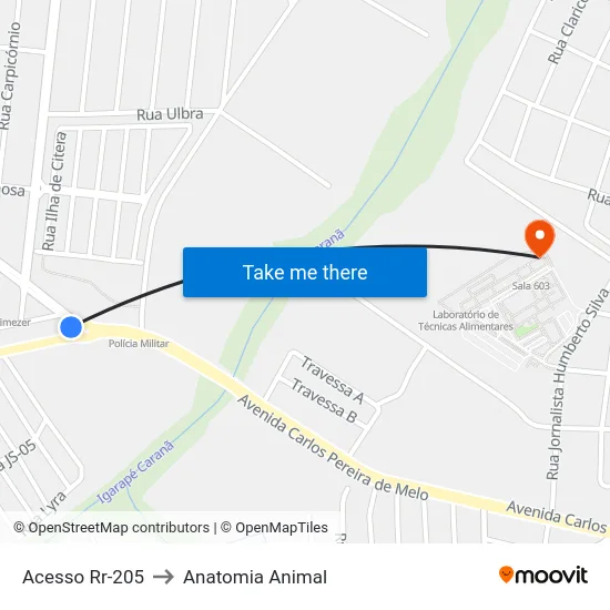Acesso Rr-205 to Anatomia Animal map