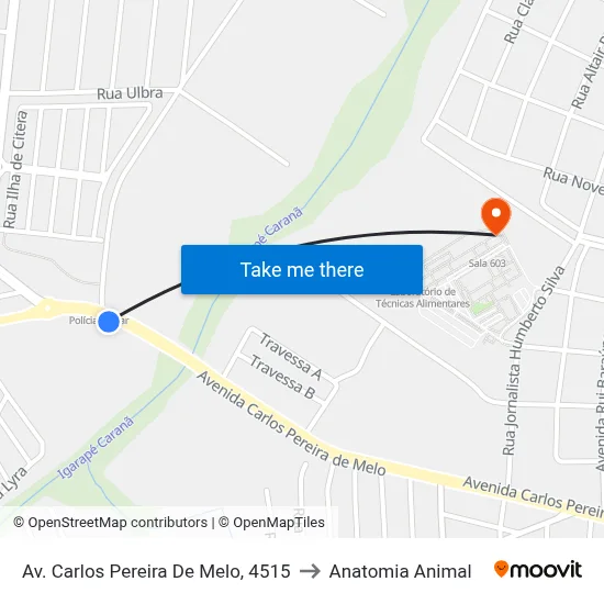 Av. Carlos Pereira De Melo, 4515 to Anatomia Animal map