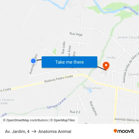 Av. Jardim, 4 to Anatomia Animal map
