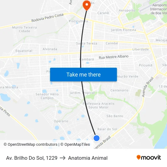 Av. Brilho Do Sol, 1229 to Anatomia Animal map