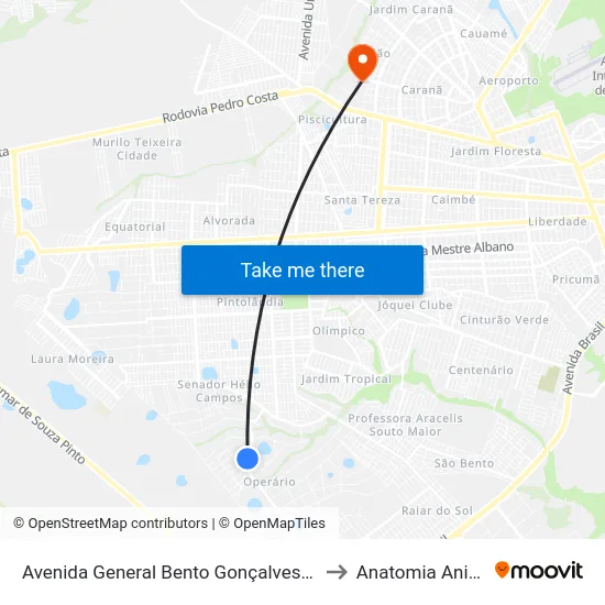 Avenida General Bento Gonçalves 2808 to Anatomia Animal map