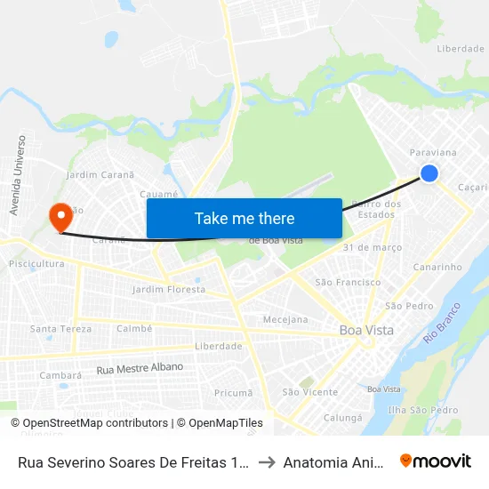 Rua Severino Soares De Freitas 1231 to Anatomia Animal map