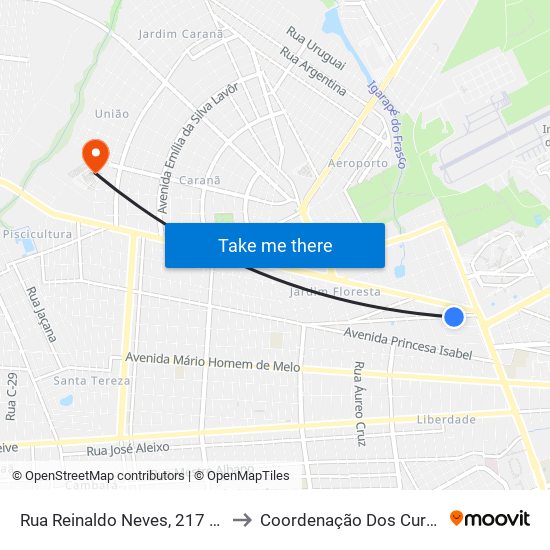 Rua Reinaldo Neves, 217 B/C to Coordenação Dos Cursos map