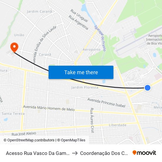 Acesso Rua Vasco Da Gama B/C to Coordenação Dos Cursos map