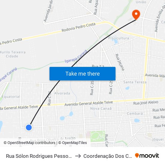 Rua Sólon Rodrigues Pessoa, 2419 to Coordenação Dos Cursos map