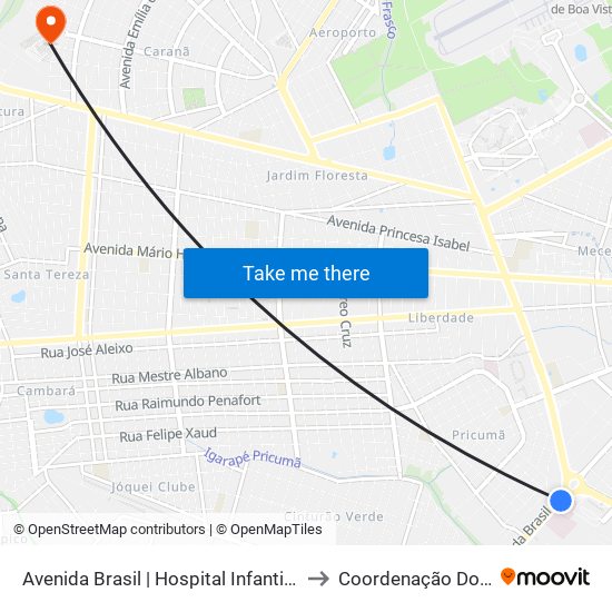 Avenida Brasil | Hospital Infantil Santo Antônio to Coordenação Dos Cursos map