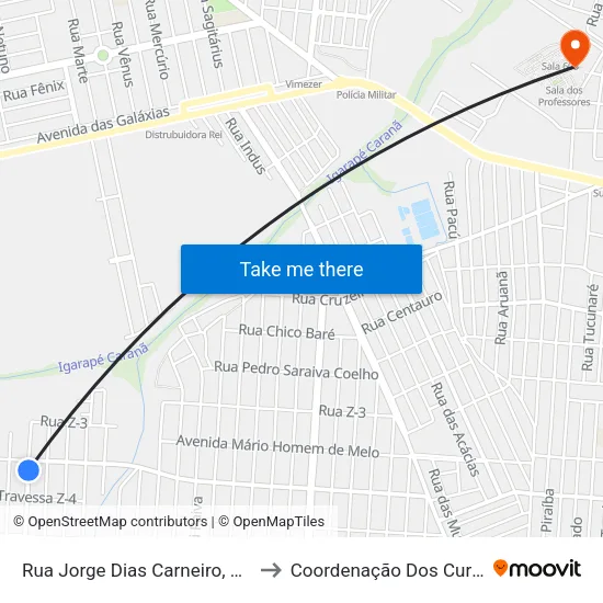 Rua Jorge Dias Carneiro, 1412 to Coordenação Dos Cursos map
