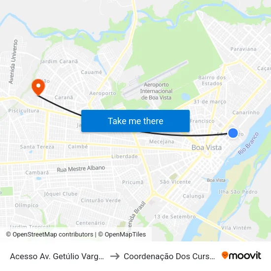 Acesso Av. Getúlio Vargas to Coordenação Dos Cursos map