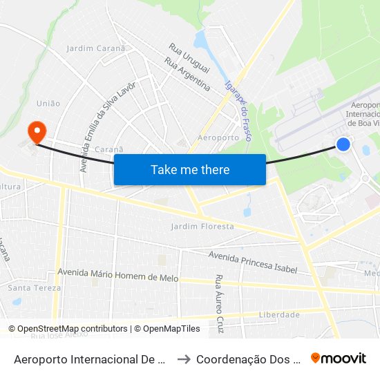 Aeroporto Internacional De Boa Vista to Coordenação Dos Cursos map