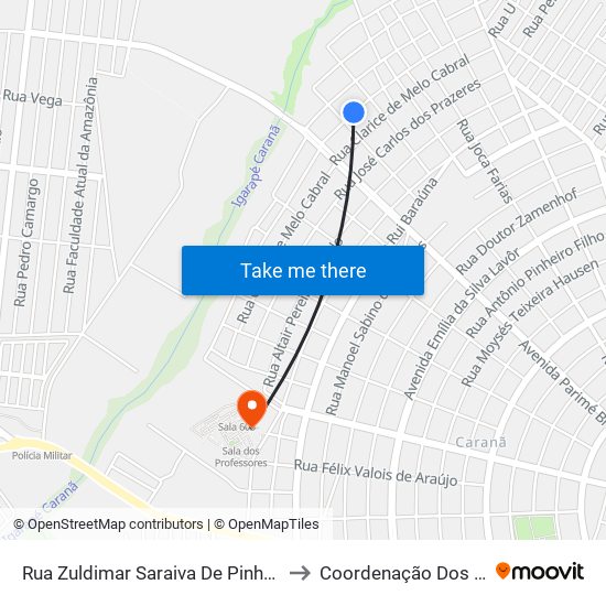 Rua Zuldimar Saraiva De Pinho, 662-708 to Coordenação Dos Cursos map