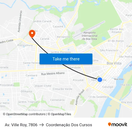 Av. Ville Roy, 7806 to Coordenação Dos Cursos map