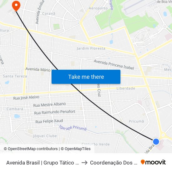 Avenida Brasil | Grupo Tático Municipal to Coordenação Dos Cursos map