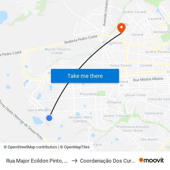 Rua Major Ecildon Pinto, S/N to Coordenação Dos Cursos map