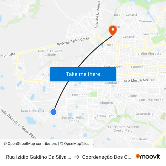Rua Izidio Galdino Da Silva, 2789 to Coordenação Dos Cursos map