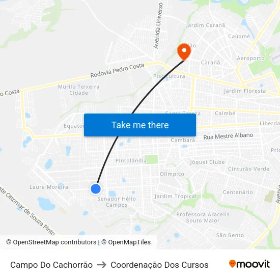 Campo Do Cachorrão to Coordenação Dos Cursos map