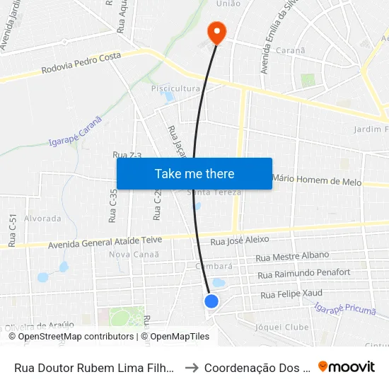 Rua Doutor Rubem Lima Filho, 155-319 to Coordenação Dos Cursos map