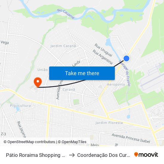 Pátio Roraima Shopping C/B to Coordenação Dos Cursos map