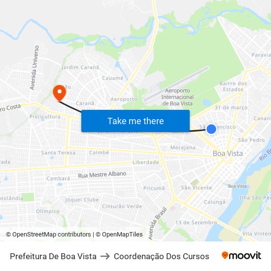 Prefeitura De Boa Vista to Coordenação Dos Cursos map