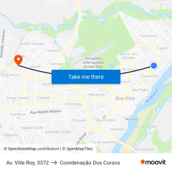 Av. Ville Roy, 3372 to Coordenação Dos Cursos map