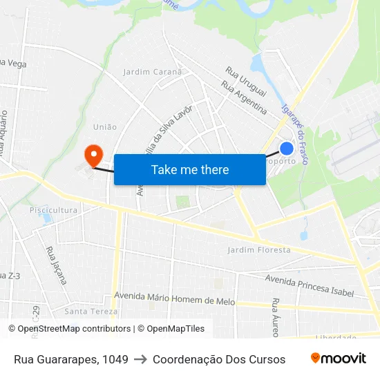 Rua Guararapes, 1049 to Coordenação Dos Cursos map