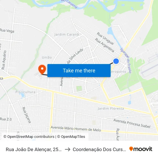 Rua João De Alençar, 2544 to Coordenação Dos Cursos map