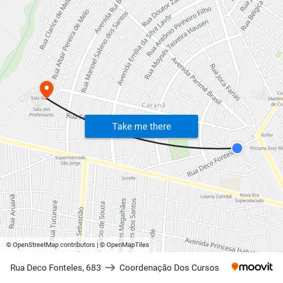 Rua Deco Fonteles, 683 to Coordenação Dos Cursos map