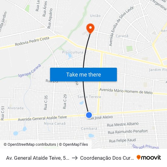 Av. General Ataíde Teive, 5677 to Coordenação Dos Cursos map