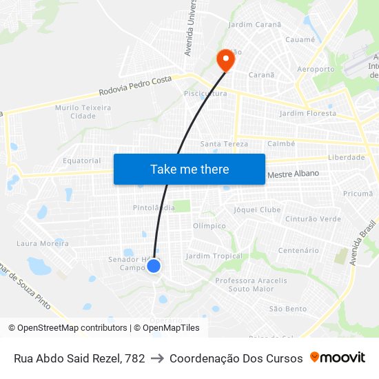 Rua Abdo Said Rezel, 782 to Coordenação Dos Cursos map