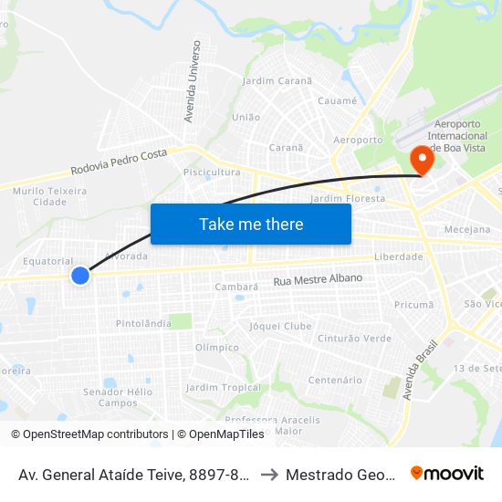 Av. General Ataíde Teive, 8897-8945 B/C to Mestrado Geografia map