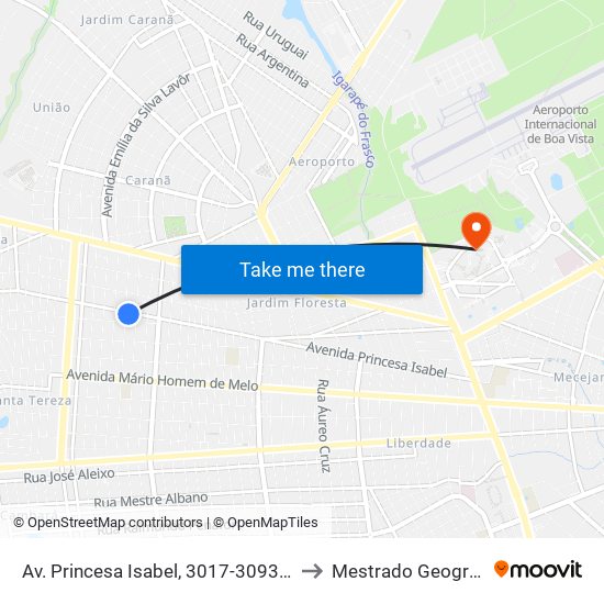 Av. Princesa Isabel, 3017-3093 B/C to Mestrado Geografia map