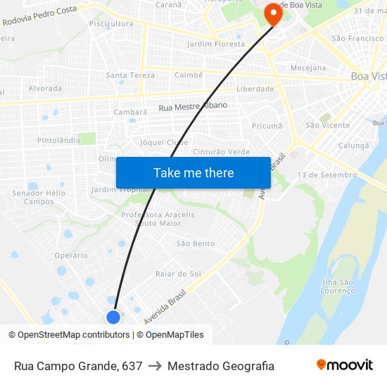 Rua Campo Grande, 637 to Mestrado Geografia map