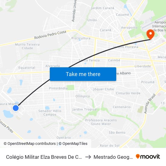 Colégio Militar Elza Breves De Carvalho to Mestrado Geografia map