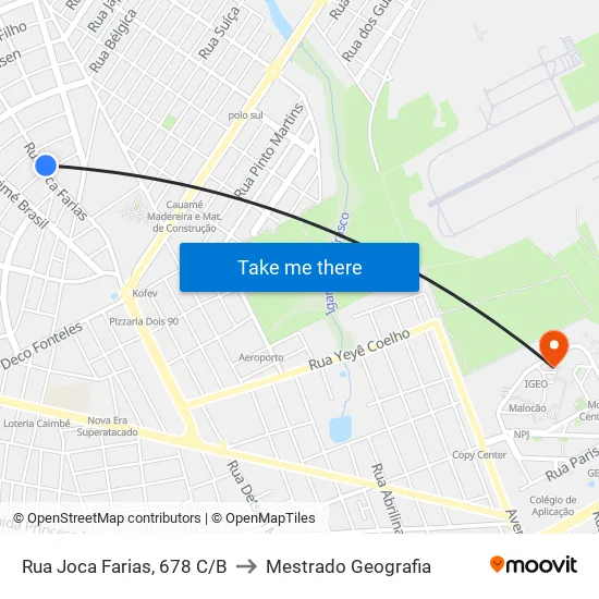 Rua Joca Farias, 678 C/B to Mestrado Geografia map