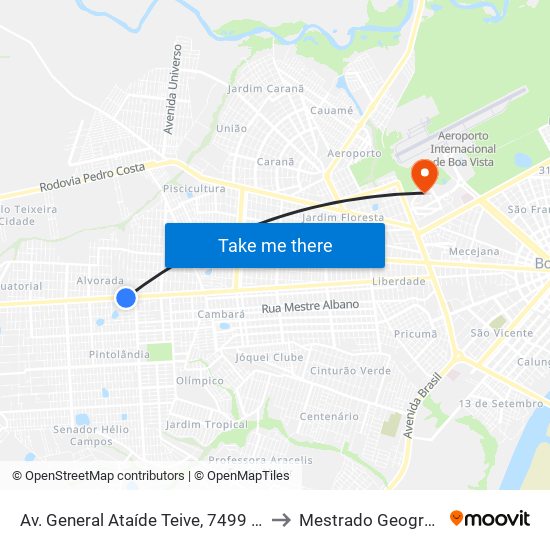 Av. General Ataíde Teive, 7499 B/C to Mestrado Geografia map