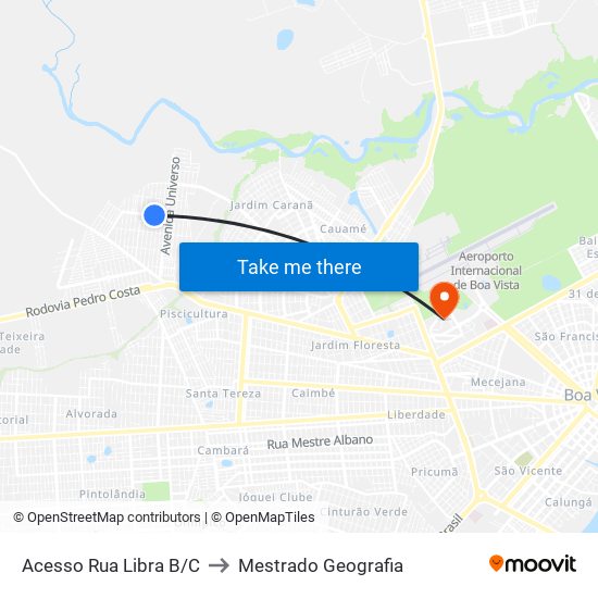 Acesso Rua Libra B/C to Mestrado Geografia map