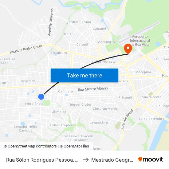 Rua Sólon Rodrigues Pessoa, 571 to Mestrado Geografia map