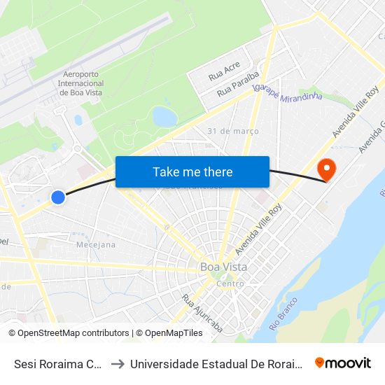 Sesi Roraima C/B to Universidade Estadual De Roraima map