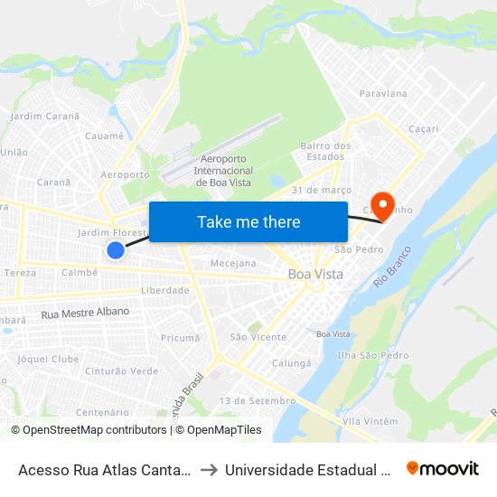 Acesso Rua Atlas Cantanhede C/B to Universidade Estadual De Roraima map