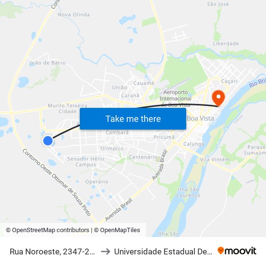 Rua Noroeste, 2347-2383 C/B to Universidade Estadual De Roraima map