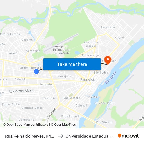 Rua Reinaldo Neves, 941-1019 B/C to Universidade Estadual De Roraima map