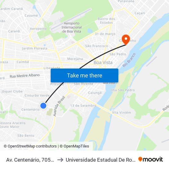 Av. Centenário, 705-781 to Universidade Estadual De Roraima map