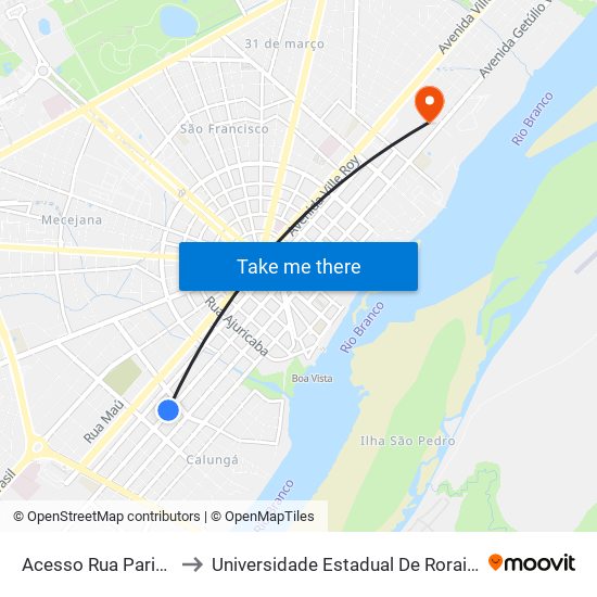 Acesso Rua Parimé to Universidade Estadual De Roraima map