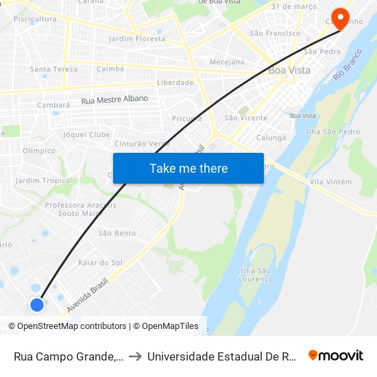 Rua Campo Grande, 637 to Universidade Estadual De Roraima map