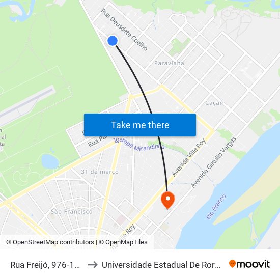 Rua Freijó, 976-1064 to Universidade Estadual De Roraima map