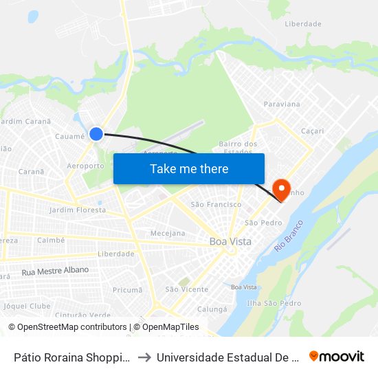 Pátio Roraina Shopping B/C to Universidade Estadual De Roraima map