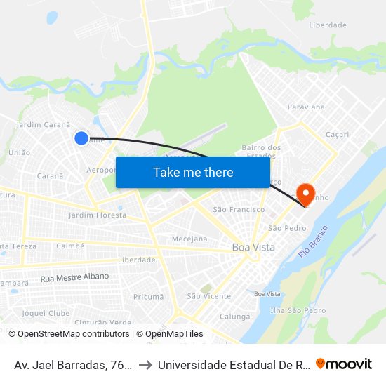 Av. Jael Barradas, 767-827 to Universidade Estadual De Roraima map