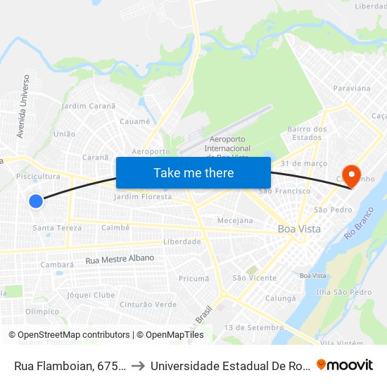 Rua Flamboian, 675 C/B to Universidade Estadual De Roraima map