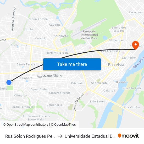 Rua Sólon Rodrigues Pessoa, 285 to Universidade Estadual De Roraima map