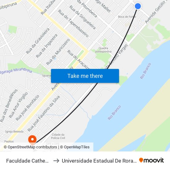 Faculdade Cathedral to Universidade Estadual De Roraima map